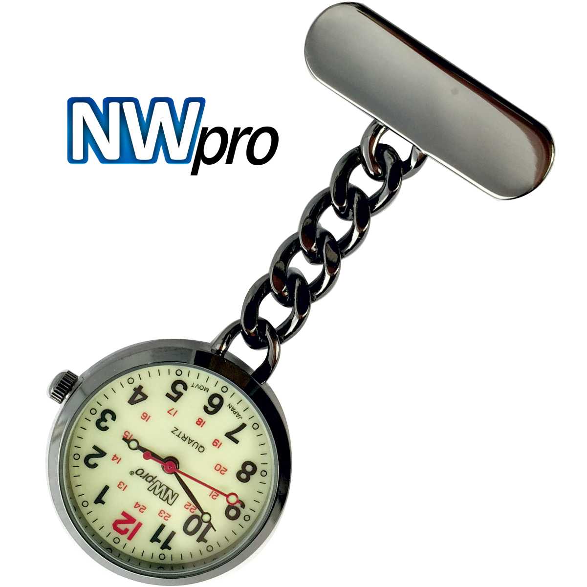 Nurses Pinned Watch - NW•PRO Chain - Gunmetal - Luminous